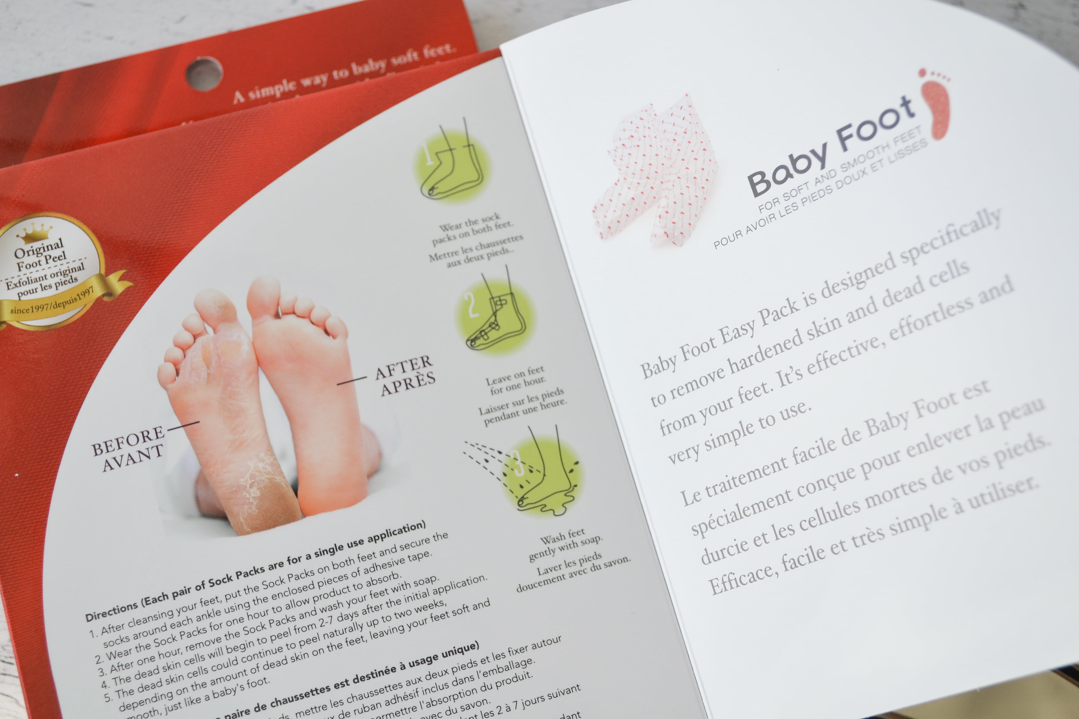 Pédicure maison avec le masque exfoliant pour les pieds BabyFoot
