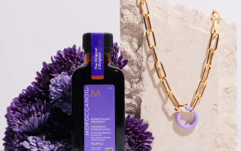 Moroccanoil traitement purple mauve et collier Lev Mademoiselle Jules