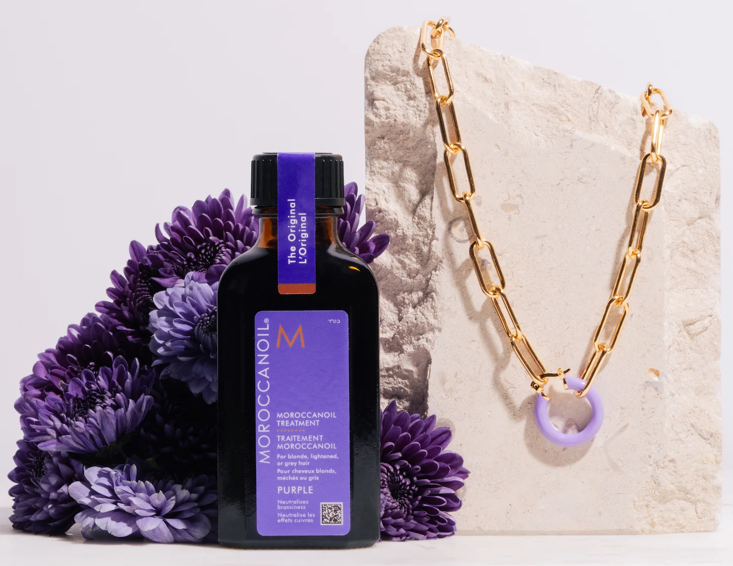 Moroccanoil traitement purple mauve et collier Lev Mademoiselle Jules