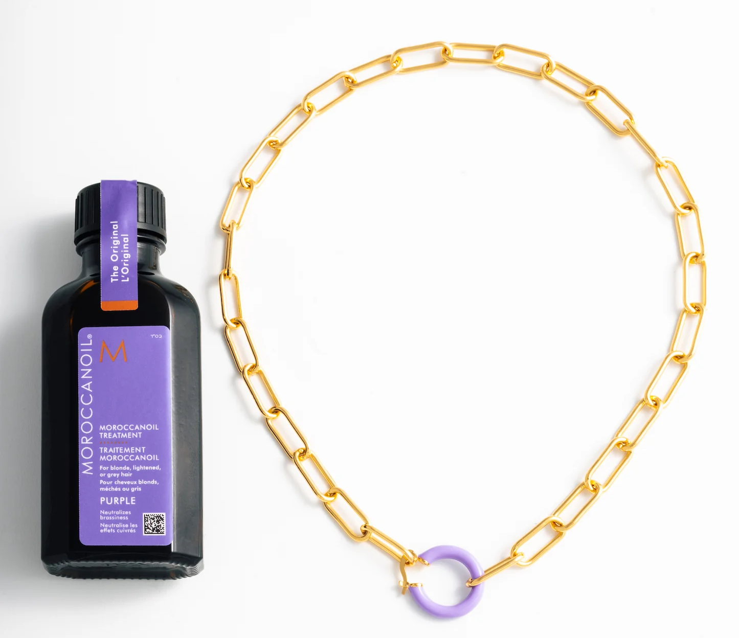 Moroccanoil traitement purple mauve et collier Lev Mademoiselle Jules