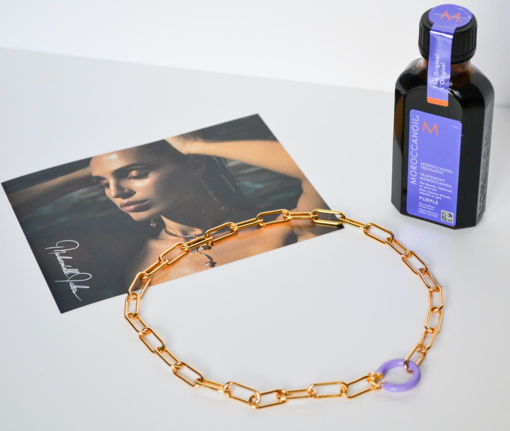 Moroccanoil traitement purple mauve et collier Lev Mademoiselle Jules