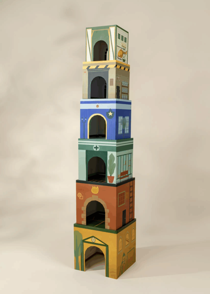 Lajoué Coco Village Ensemble de 6 boîtes empilables surdimensionnées – Les bâtiments