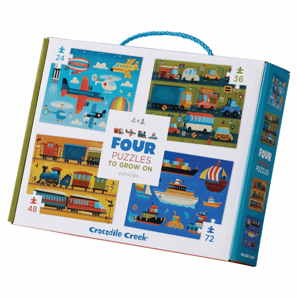 Lajoué Mastermind toys Crocodile Creek – Ensemble de quatre casse-têtes, véhicules