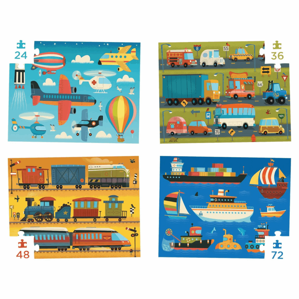 Lajoué Mastermind toys Crocodile Creek – Ensemble de quatre casse-têtes, véhicules