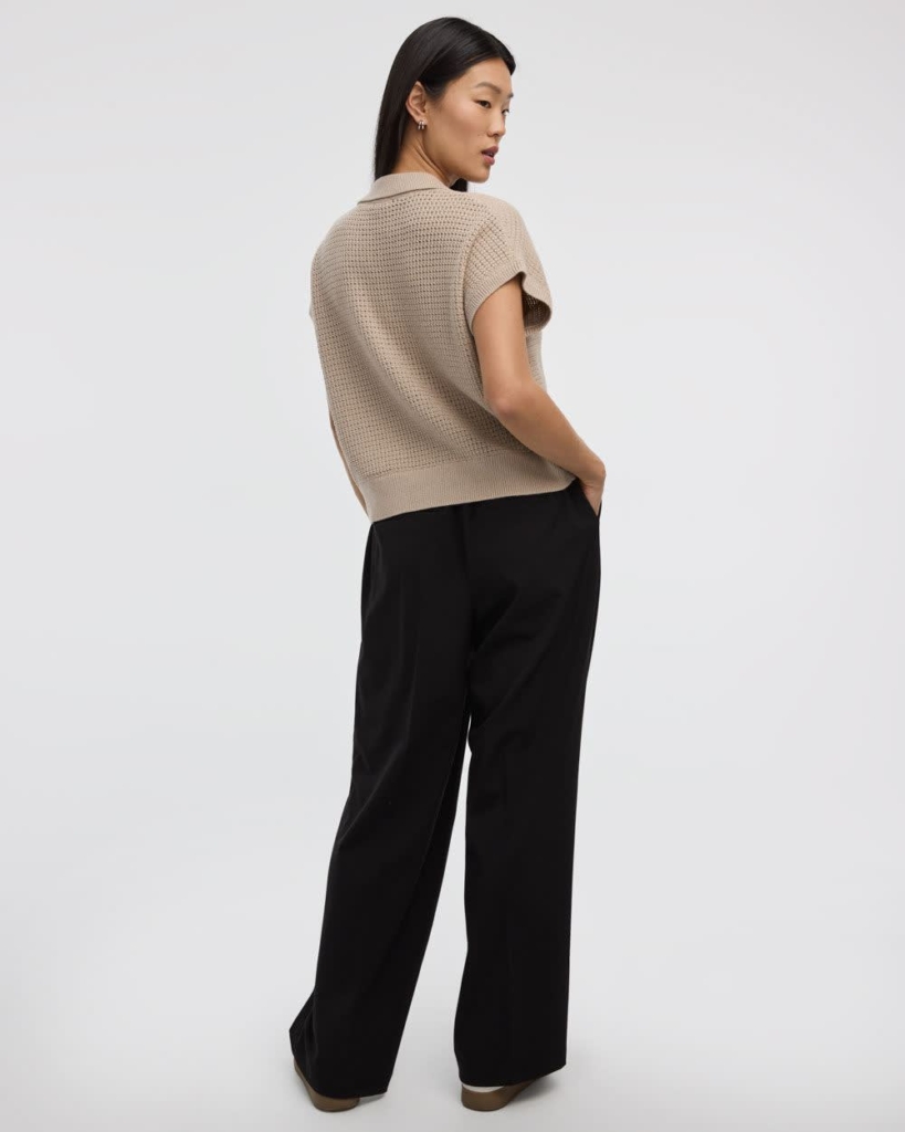 Veste en tricot à manches très courtes à col Johnny