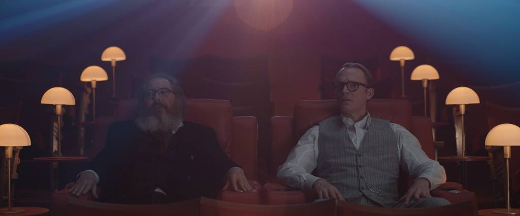 (L - R) James Spader and Paul Bettany in VisionQuest exclusively on Disney+. Photo courtesy of Marvel. © 2026 Marvel. All Rights Reserved.
